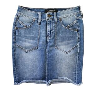 Liverpool Raw Hem Denim Jean Skirt 0 25